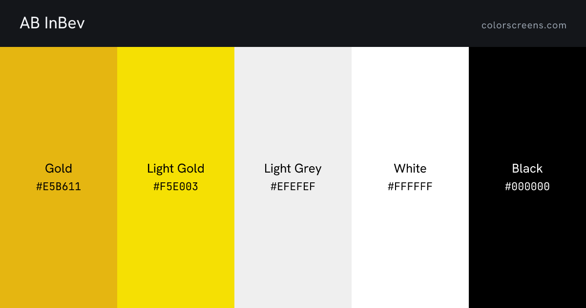 AB InBev brand colors: Gold #E5B611, Light Gold #F5E003, Light Grey #EFEFEF, White #FFFFFF, Black #000000