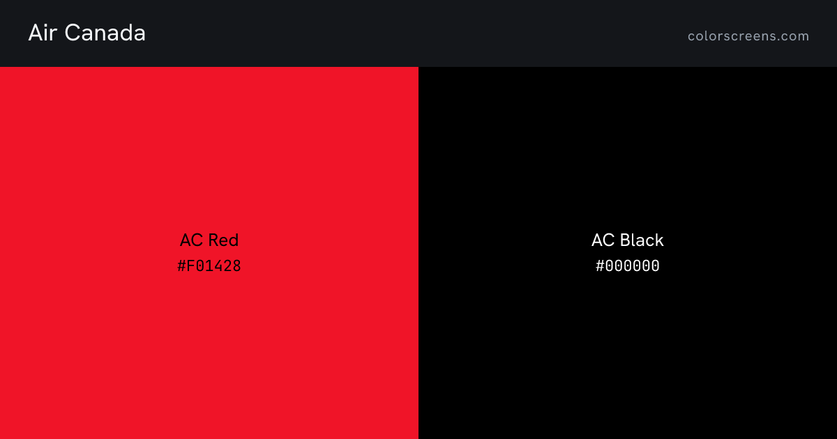 Air Canada brand colors: AC Red #F01428, AC Black #000000