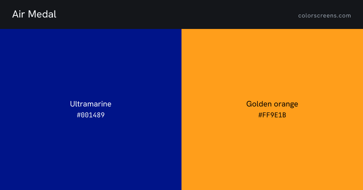 Air Medal ribbon colors: Ultramarine #001489, Golden orange #FF9E1B
