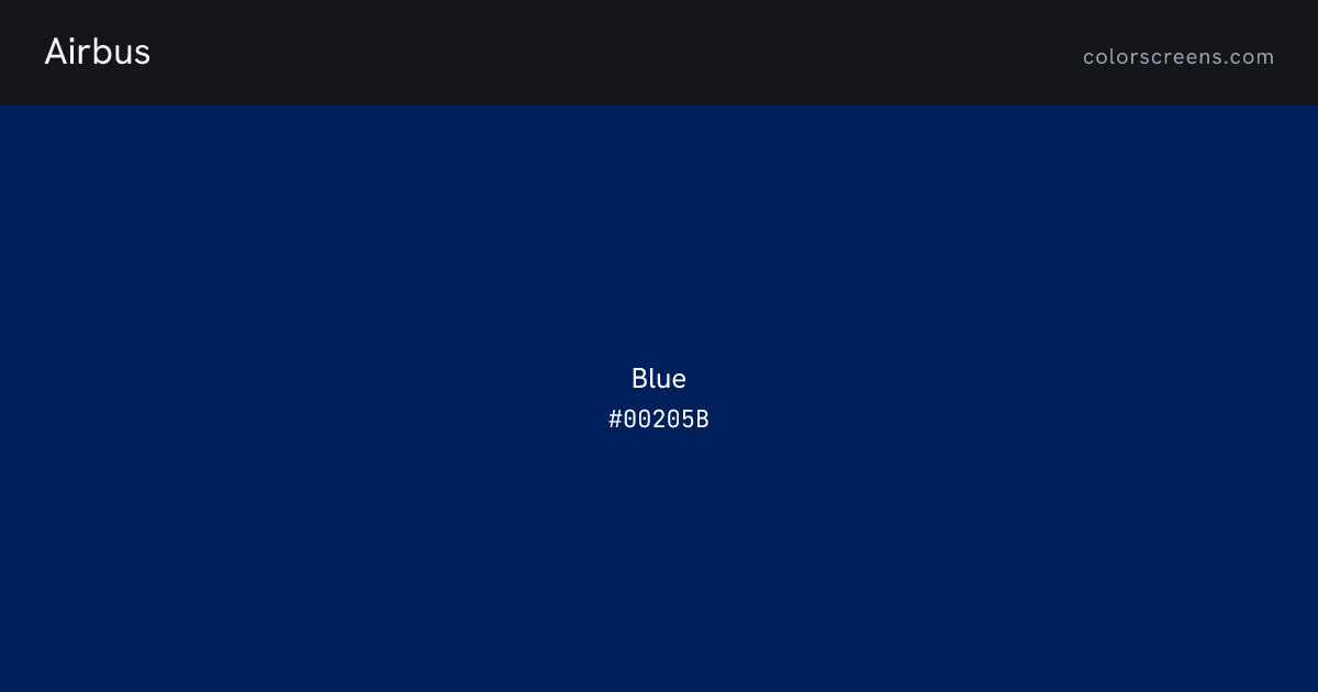 Airbus brand colors: Blue #00205B
