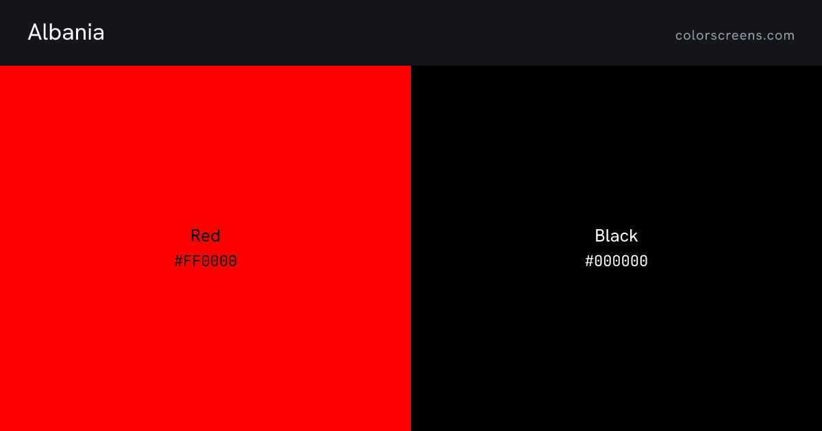 Albania flag colors: Red #FF0000, Black #000000
