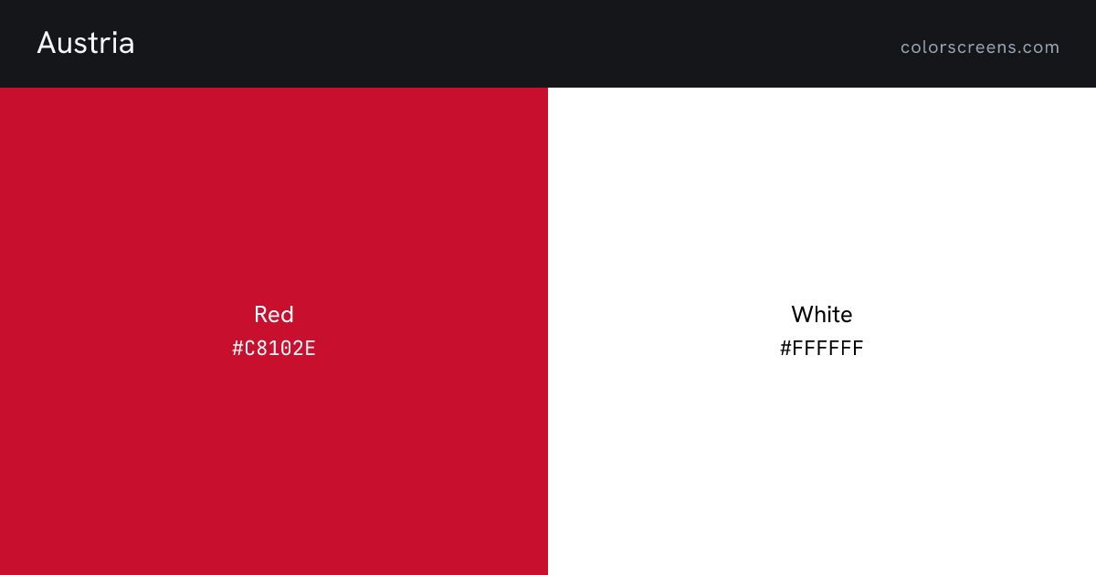 Austria flag colors: Red #C8102E, White #FFFFFF