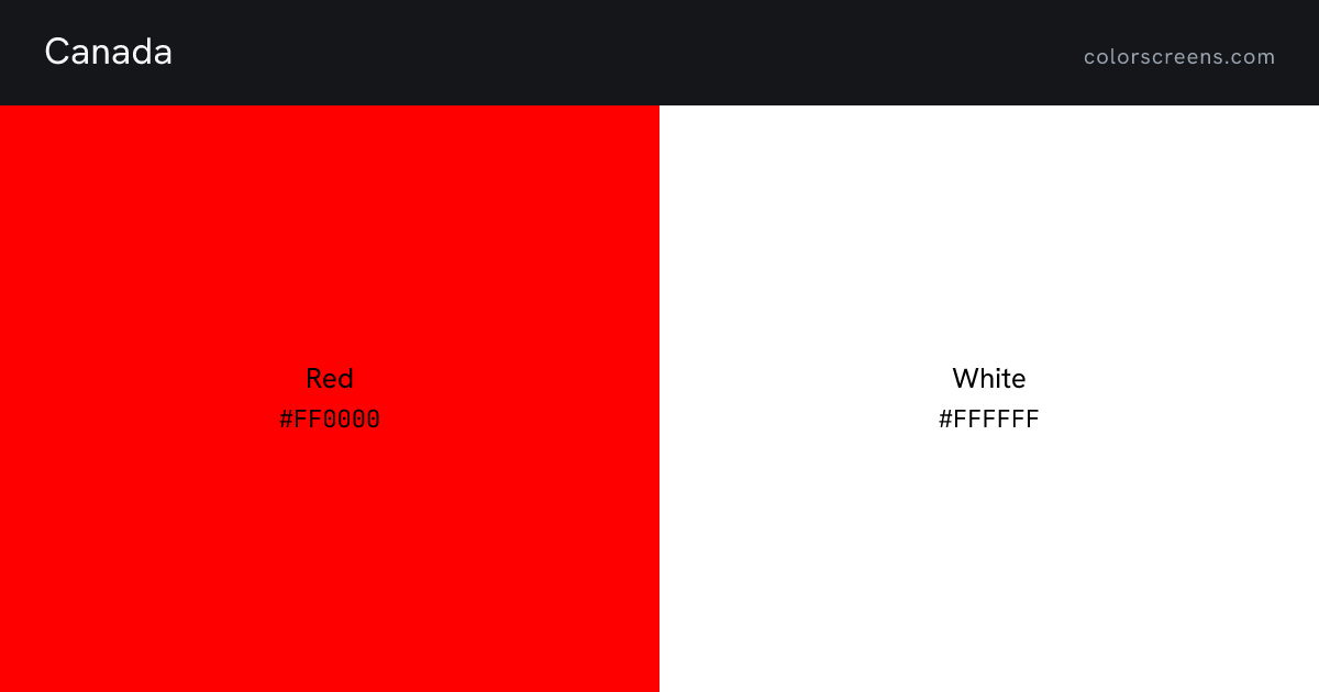 Canada flag colors: Red #FF0000, White #FFFFFF