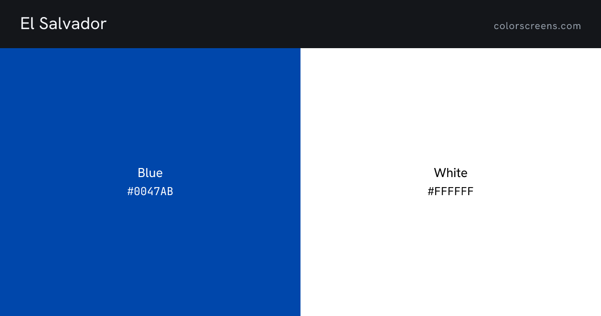 El Salvador flag colors: Blue #0047AB, White #FFFFFF