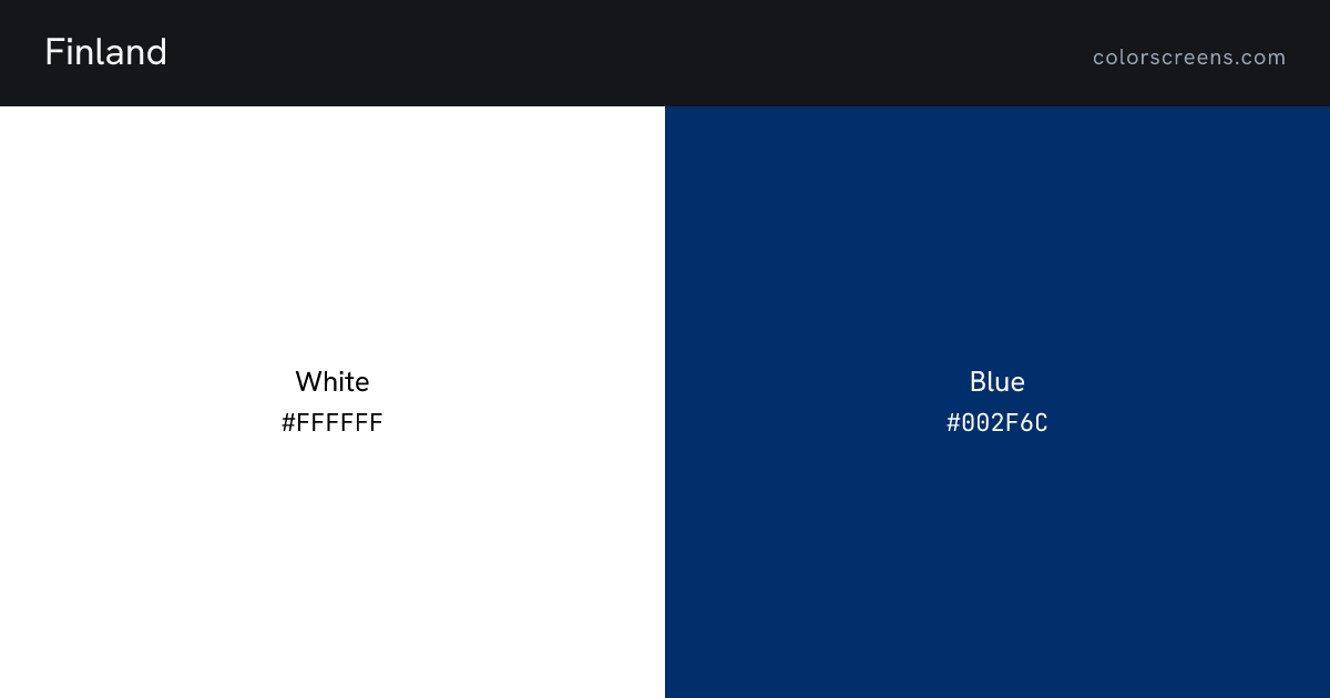 Finland flag colors: White #FFFFFF, Blue #002F6C