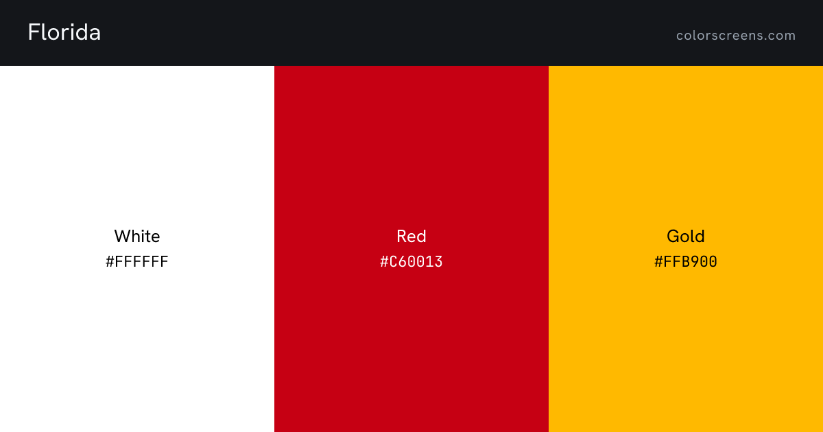 Florida flag colors: White #FFFFFF, Red #C60013, Gold #FFB900
