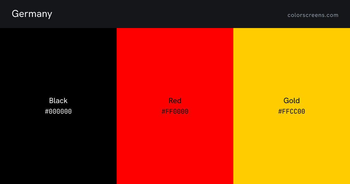 Germany flag colors: Black #000000, Red #FF0000, Gold #FFCC00