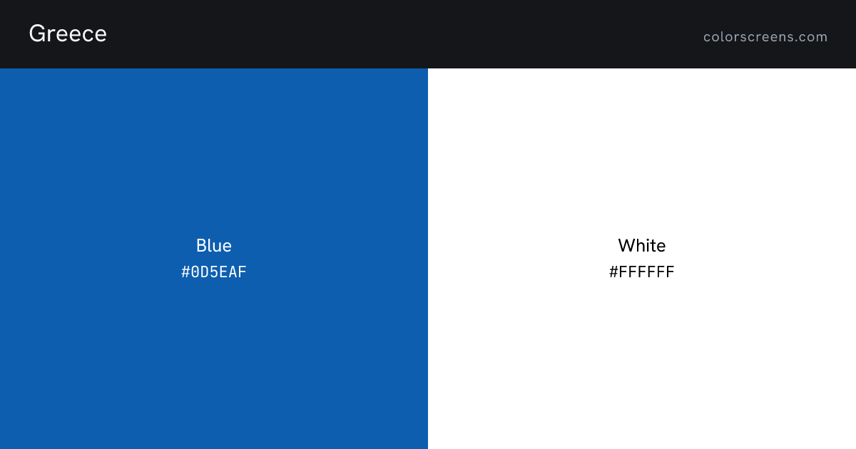 Greece flag colors: Blue #0D5EAF, White #FFFFFF