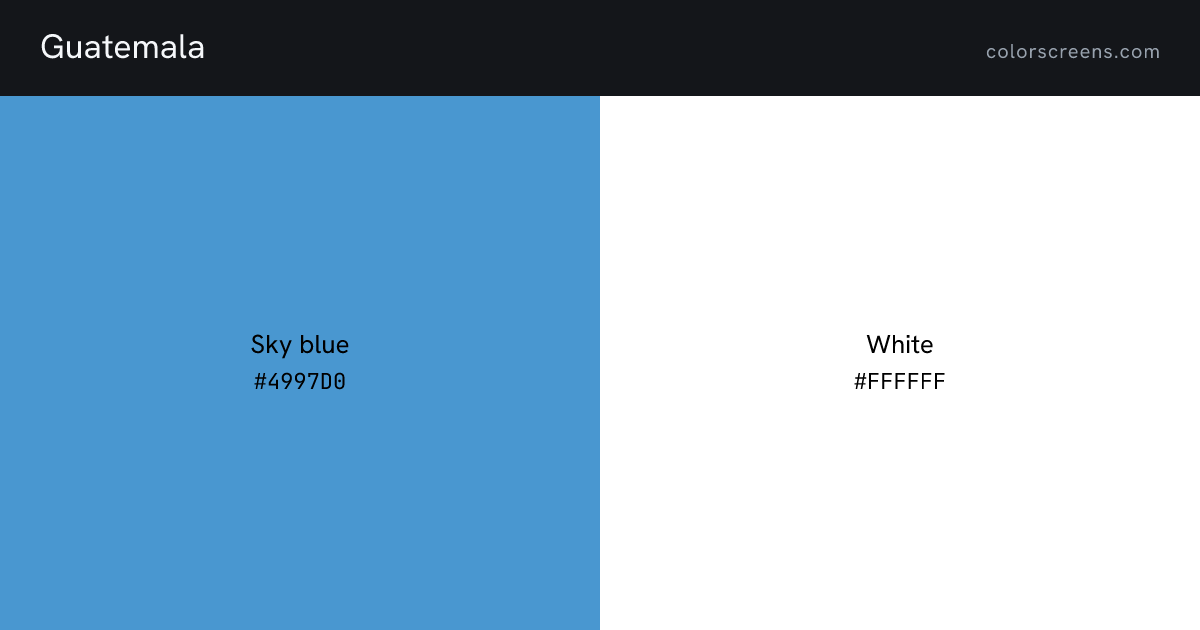 Guatemala flag colors: Sky blue #4997D0, White #FFFFFF