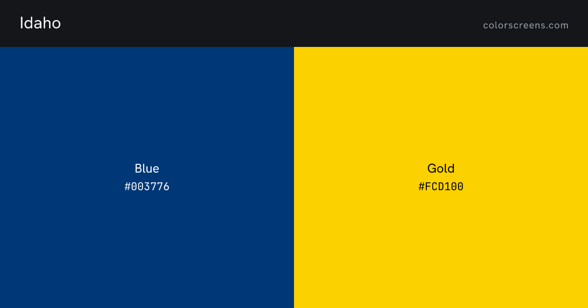 Idaho flag colors: Blue #003776, Gold #FCD100