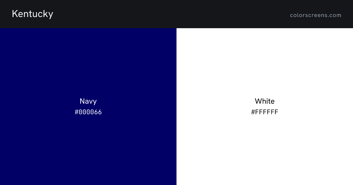 Kentucky flag colors: Navy #000066, White #FFFFFF