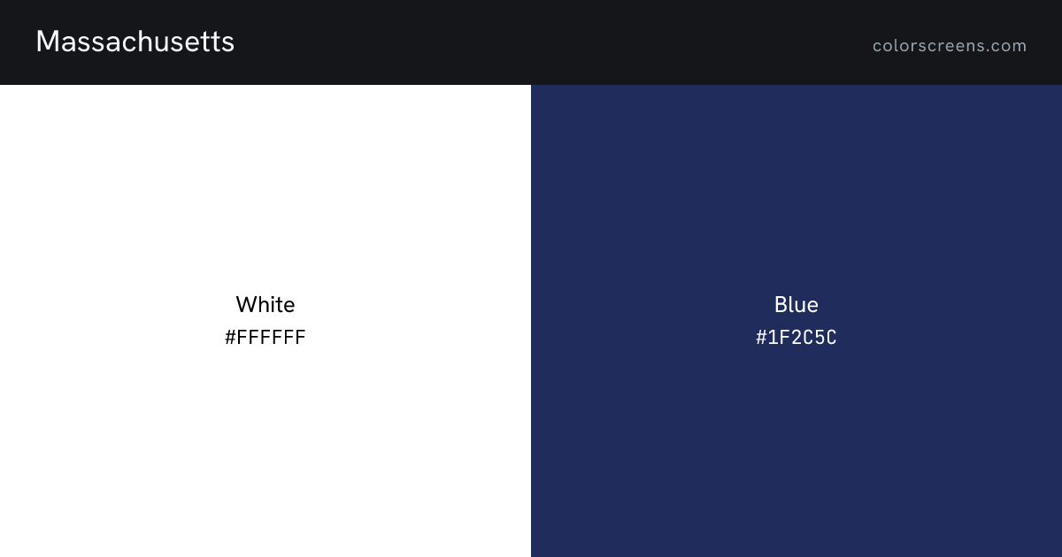 Massachusetts flag colors: White #FFFFFF, Blue #1F2C5C