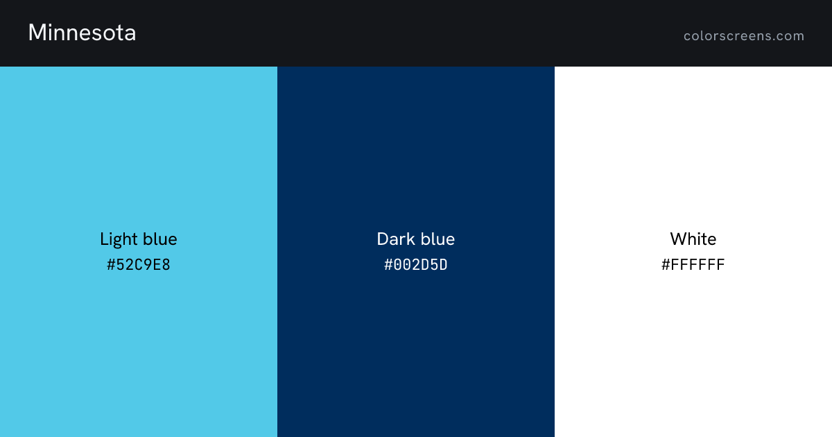 Minnesota flag colors: Light blue #52C9E8, Dark blue #002D5D, White #FFFFFF