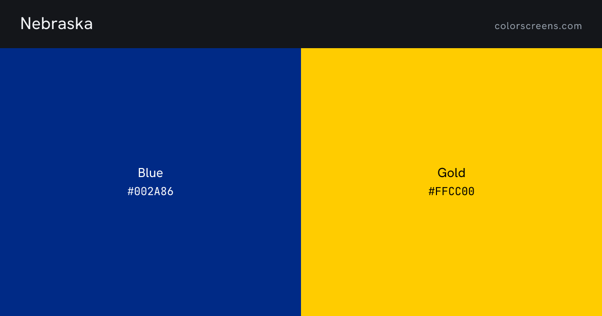 Nebraska flag colors: Blue #002A86, Gold #FFCC00