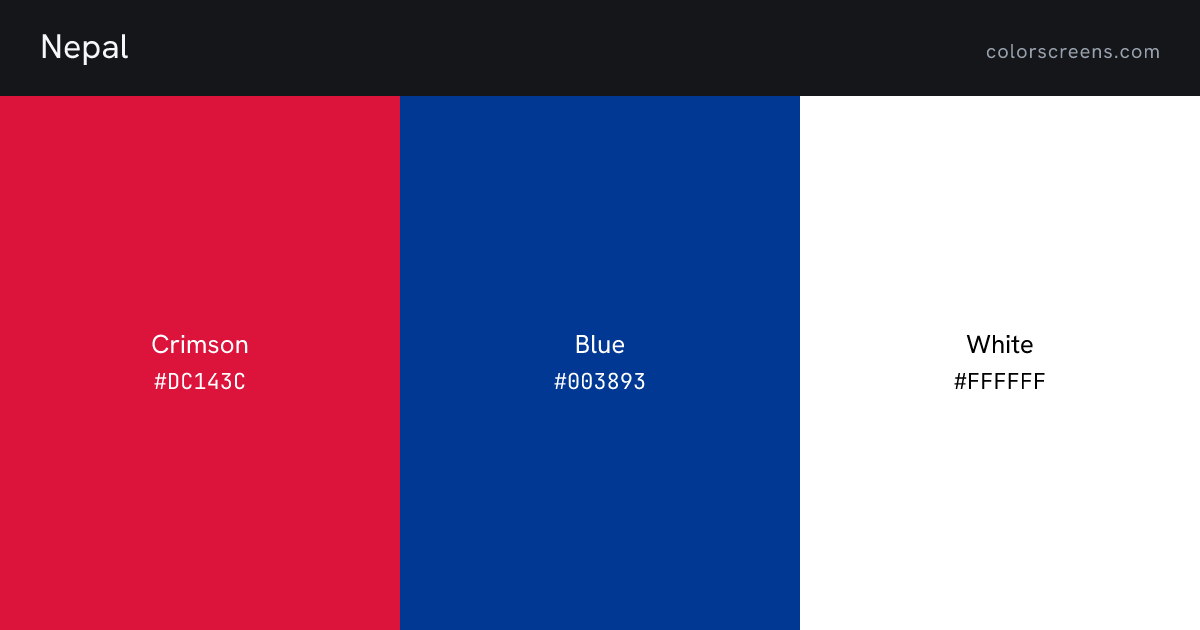 Nepal flag colors: Crimson #DC143C, Blue #003893, White #FFFFFF