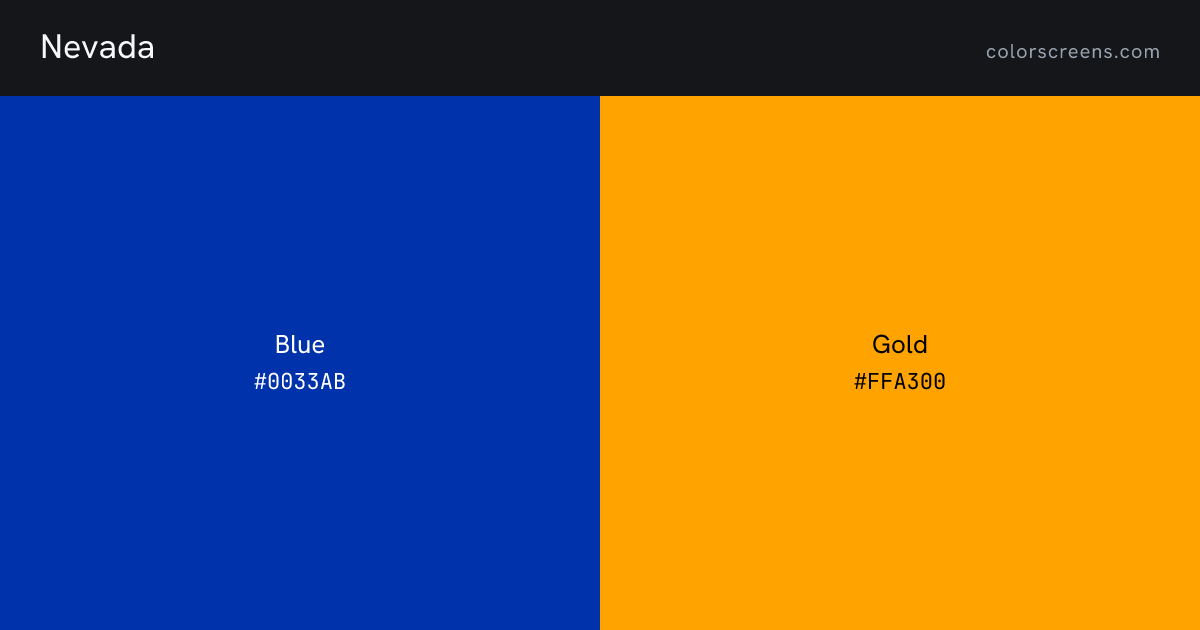 Nevada flag colors: Blue #0033AB, Gold #FFA300