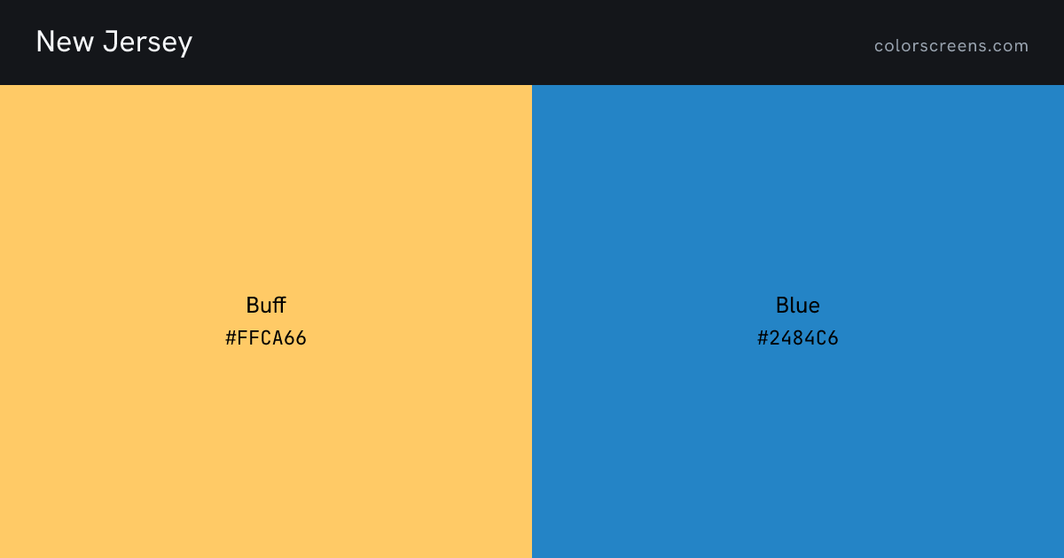 New Jersey flag colors: Buff #FFCA66, Blue #2484C6