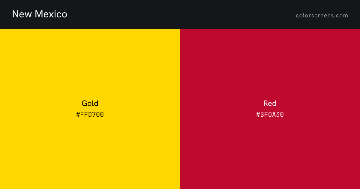 New Mexico flag colors: Gold #FFD700, Red #BF0A30