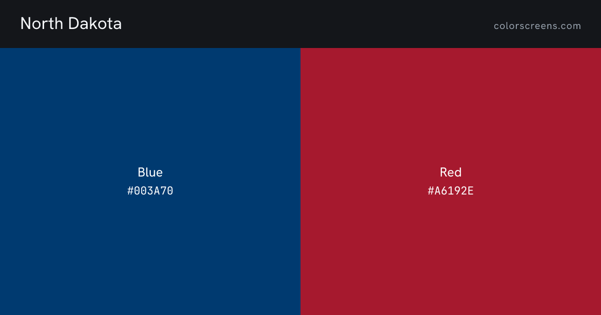 North Dakota flag colors: Blue #003A70, Red #A6192E