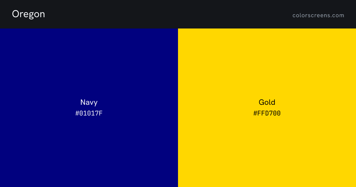 Oregon flag colors: Navy #01017F, Gold #FFD700