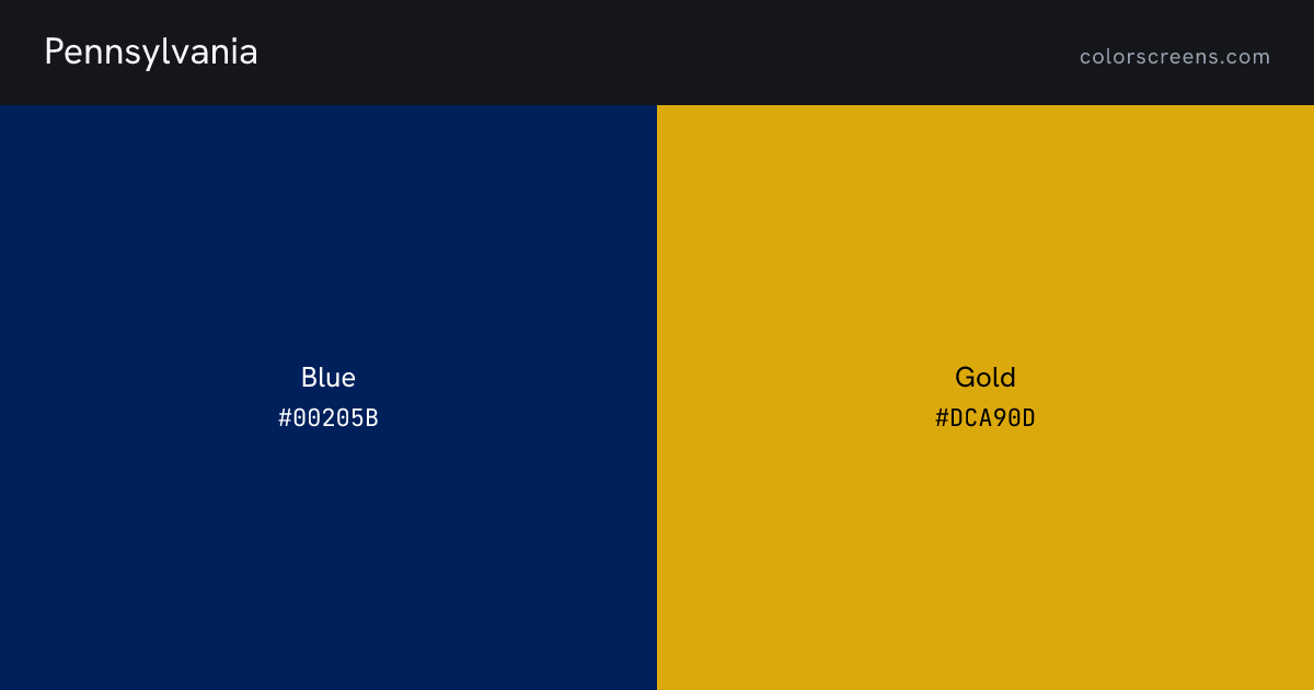 Pennsylvania flag colors: Blue #00205B, Gold #DCA90D