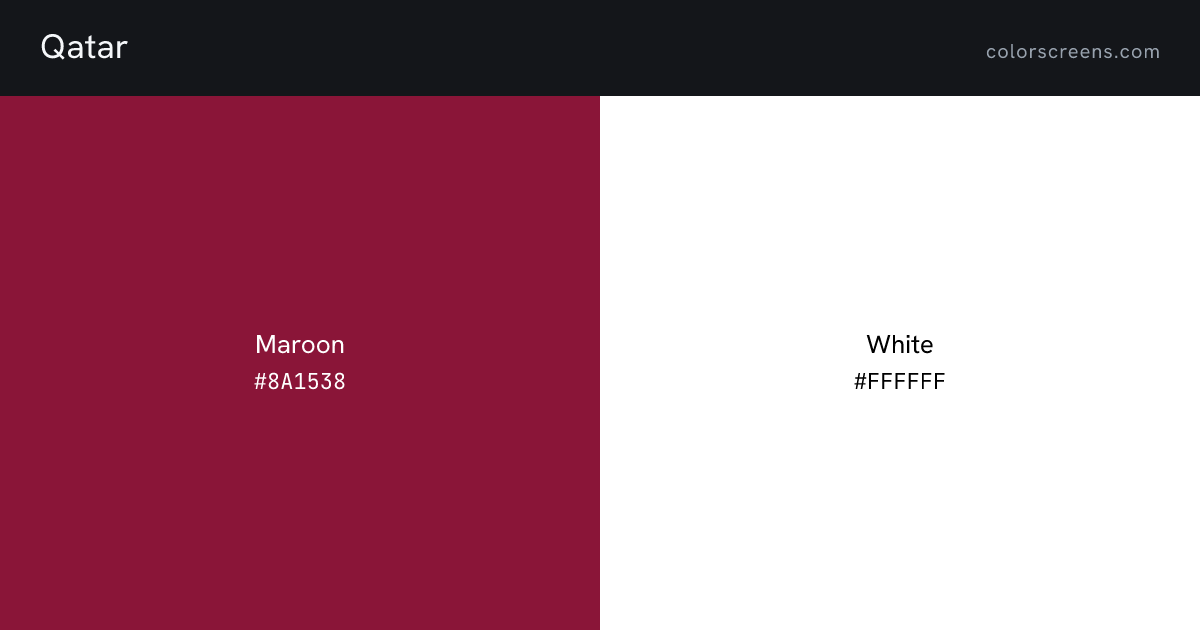 Qatar flag colors: Maroon #8A1538, White #FFFFFF