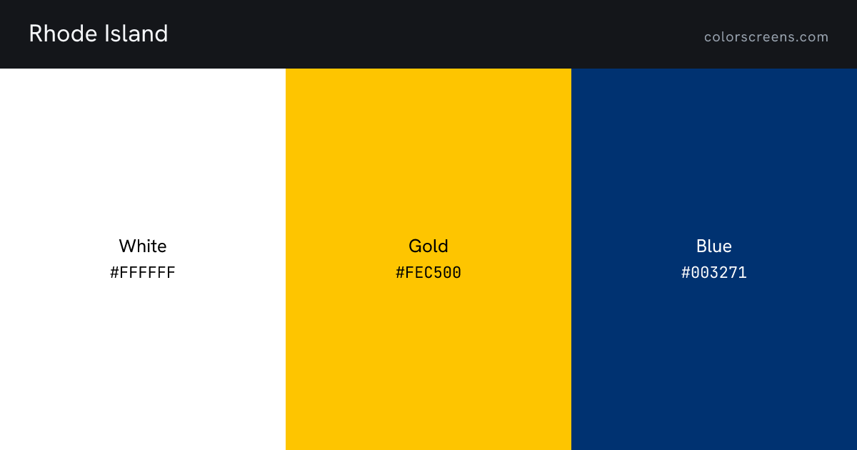Rhode Island flag colors: White #FFFFFF, Gold #FEC500, Blue #003271