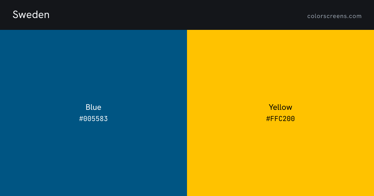 Sweden flag colors: Blue #005583, Yellow #FFC200