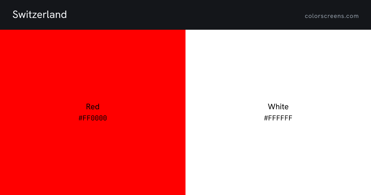 Switzerland flag colors: Red #FF0000, White #FFFFFF