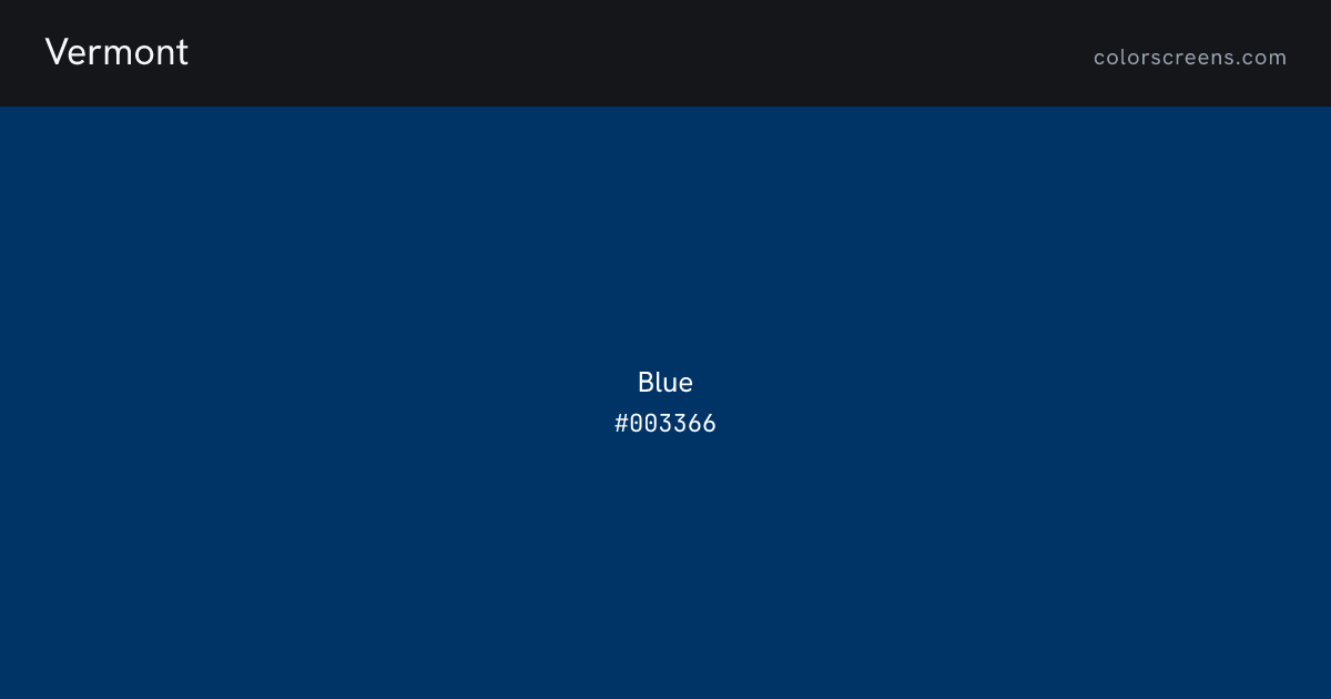 Vermont flag colors: Blue #003366