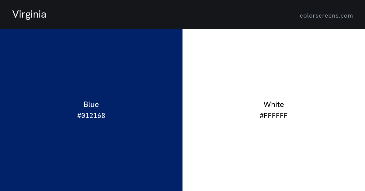Virginia flag colors: Blue #012168, White #FFFFFF