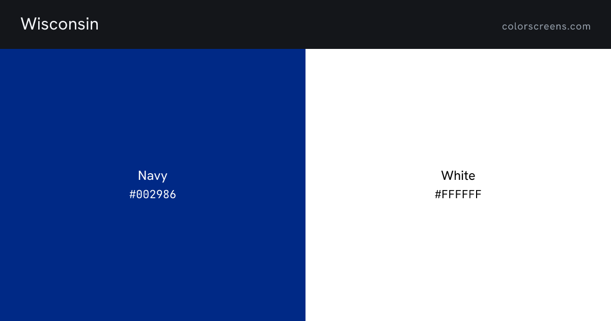 Wisconsin flag colors: Navy #002986, White #FFFFFF