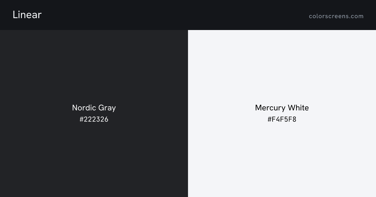 Linear brand colors: Nordic Gray #222326, Mercury White #F4F5F8