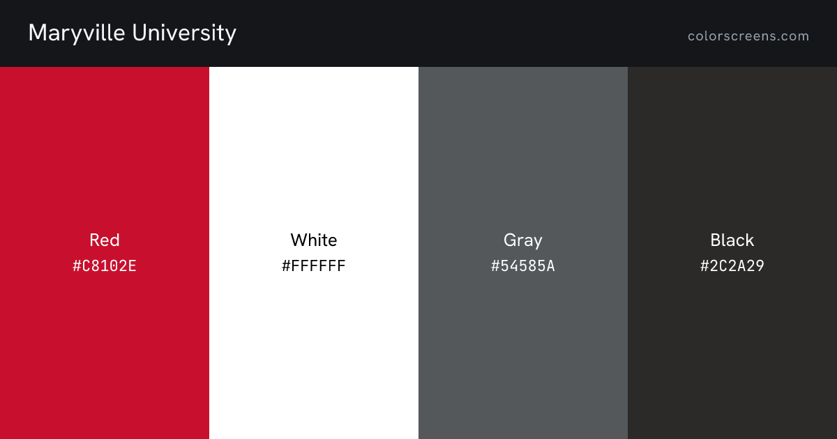 Maryville University brand colors: Red #C8102E, White #FFFFFF, Gray #54585A, Black #2C2A29