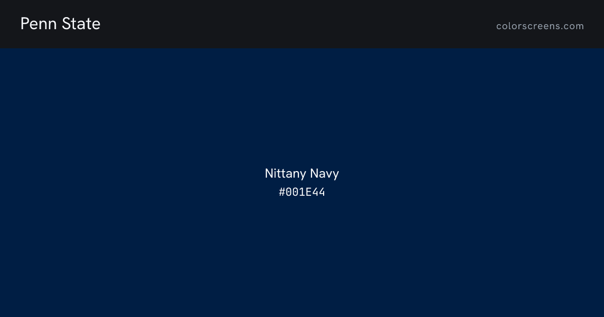 Penn State brand colors: Nittany Navy #001E44