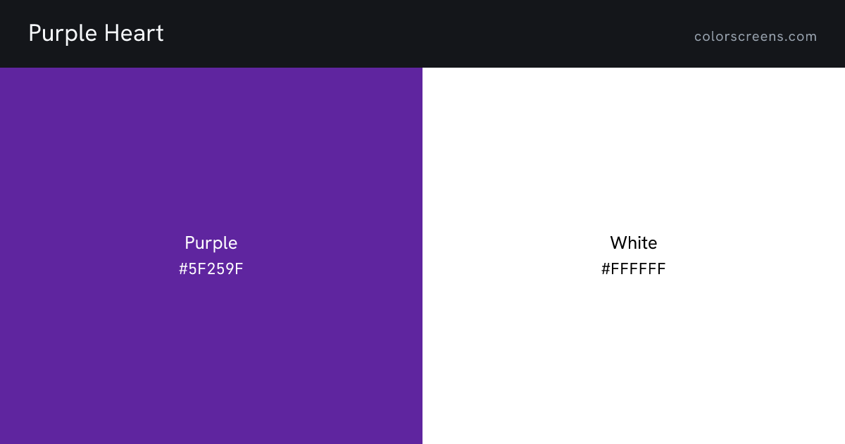 Purple Heart ribbon colors: Purple #5F259F, White #FFFFFF