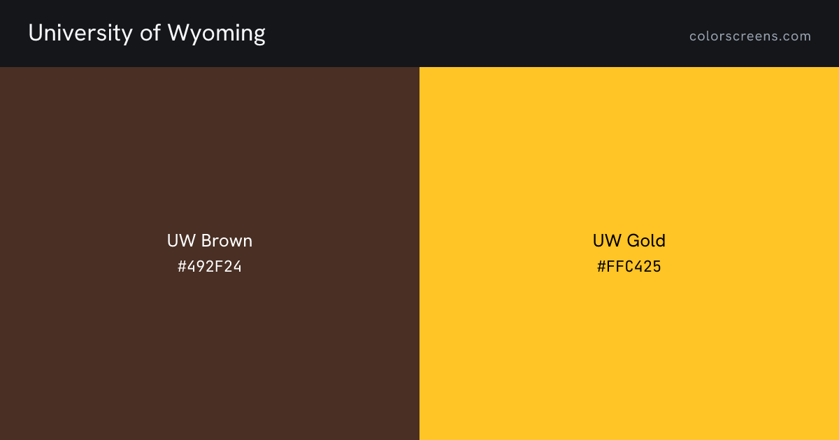 University of Wyoming brand colors: UW Brown #492F24, UW Gold #FFC425