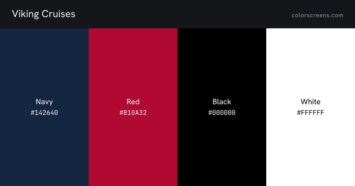Viking Cruises brand colors: Navy #142640, Red #B10A32, Black #000000, White #FFFFFF